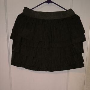 J. Crew | Olive Green Tiered 100% Silk Mini Skirt